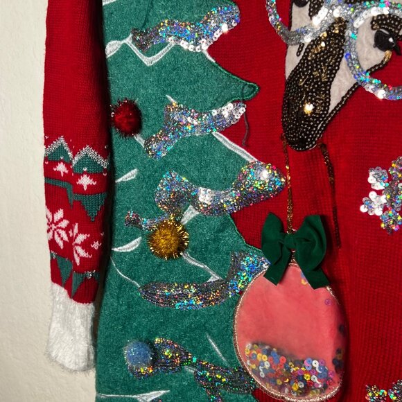 NWT M Christmas Sweater United States Sweaters Red Festive Tree Reindeer Orname - Picture 16 of 16